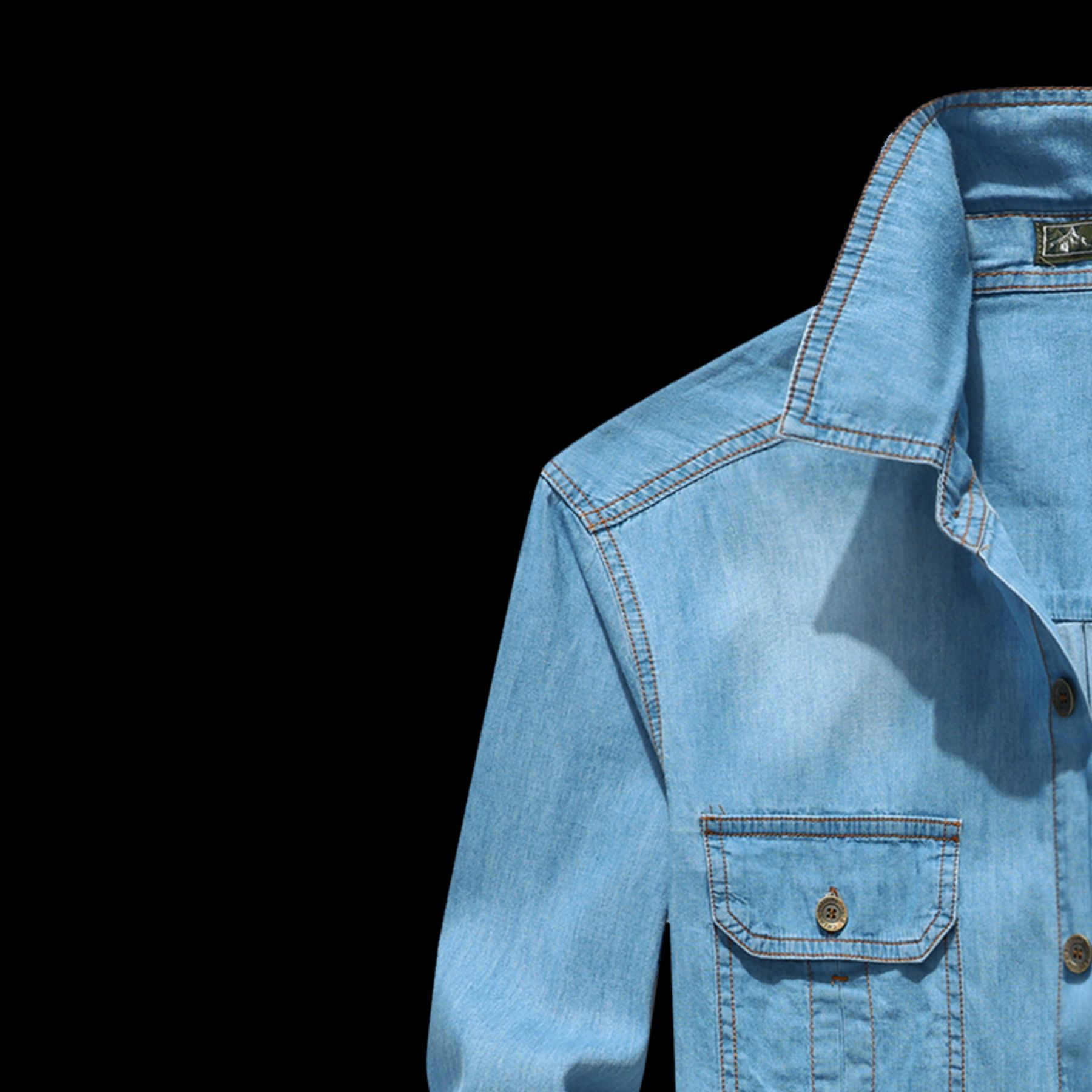 Men's Denim Long-Sleeve Cotton Blend Casual Shirt